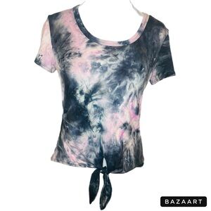 SZ M Stretch Tie Dye Top Blue/pink/white BY polly & ester